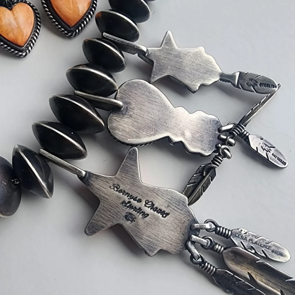 Navajo Made Sterling Silver & Turquoise Star & Heart Jewelry Set Bernyse Chavez - Picture 5 of 5